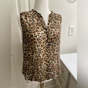 Bella Dahl leopard print sheer sleeveless top. Size XL